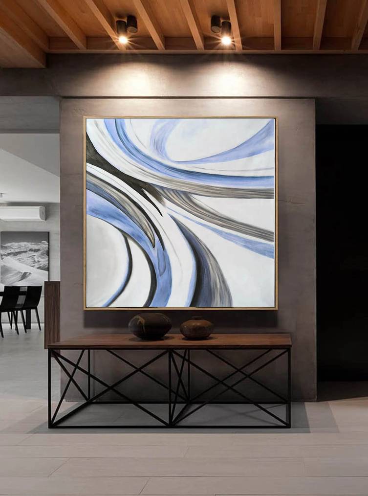 Modern Grey Minimal Office Abstract Canvas Wall Art EC5HV wall art